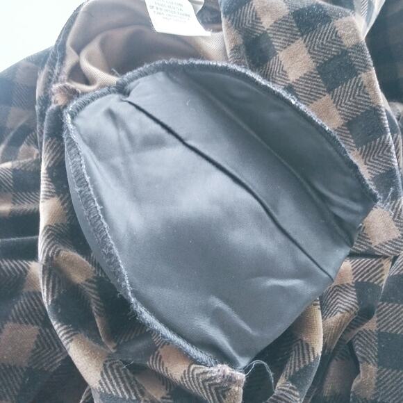 Coldwater Creek Brown Black Plaid Velvet Button Front Shacket Size L - Picture 9 of 11